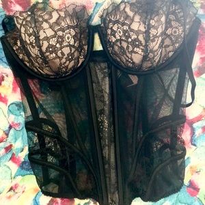 VS Boned Corset Bustier Lined Lace Cups 34C